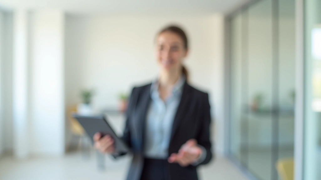 Mulher em ambiente corporativo, confiante e profissional, demonstrando padrões de comunicação de qualidade